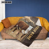 Joycorners Personalized Name Horn Hereford Leather Pattern Blanket