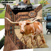 Joycorners Texas Longhorn Custom Name Brocade Pattern Blanket