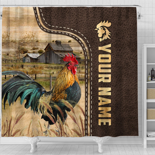 Joycorners Chicken Leather Pattern Custom Name Shower Curtain