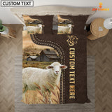 Joycorners Sheep Custom Text Leather Pattern Bedding Set