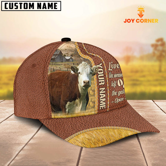 Joycorners Hereford Live Like Someone Customized Name Brown Leather Cap