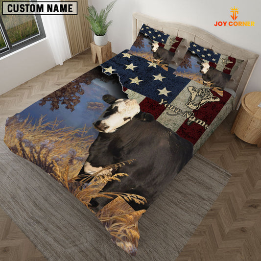 JoyCorners Black Hereford America Customized Name 3D Bedding Set
