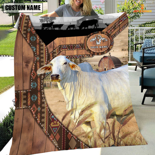 Joycorners Brahman Custom Name Brocade Pattern Blanket