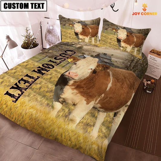 Joycorners Personalized Name Simmental Cattle On The Farm 3D Bedding Set