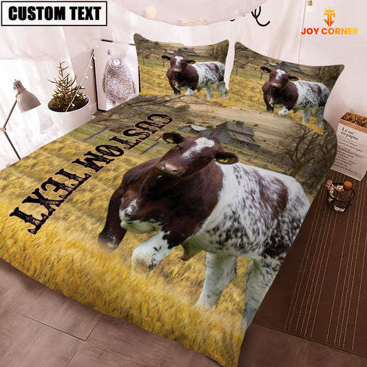 Joycorners Personalized Name Shorthorn Cattle On The Farm 3D Bedding Set