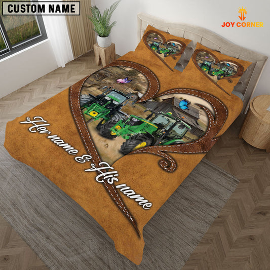 JoyCorners Tractor Couple Pattern Personalized Name 3D Bedding Set