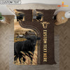 Joycorners Black Angus Custom Text Leather Pattern Bedding Set