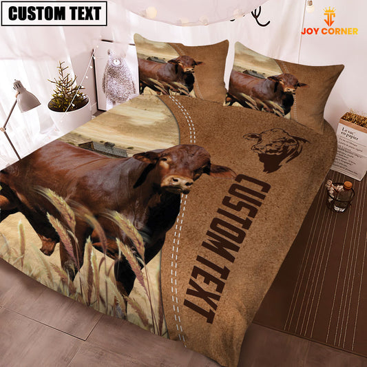 Joycorners Custom Name Beefmaster Cattle Brown Bedding Set