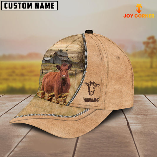 Joycorners Red Angus Farming Light Brown Customized Name Cap