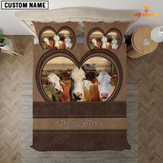 Joycorners Simmental In Heart Custom Name Bedding Set