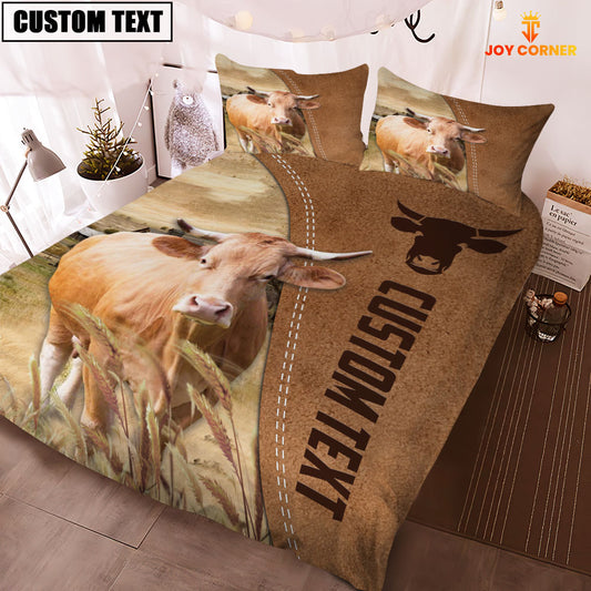 Joycorners Custom Name Gelbvieh Cattle Brown Bedding Set