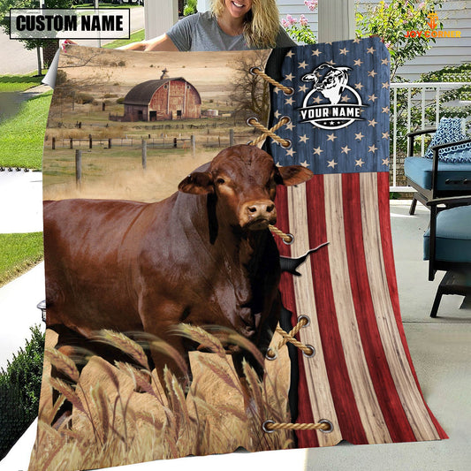 Joycorners Personalized Name Beefmaster Flag Vintage Blanket