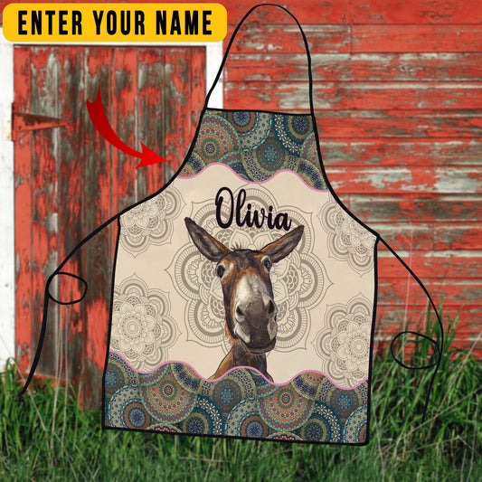 Joycorners Mandala Pattern Donkey All Over Printed 3D Apron