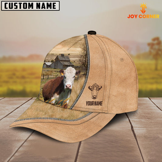 Joycorners Hereford Farming Light Brown Customized Name Cap