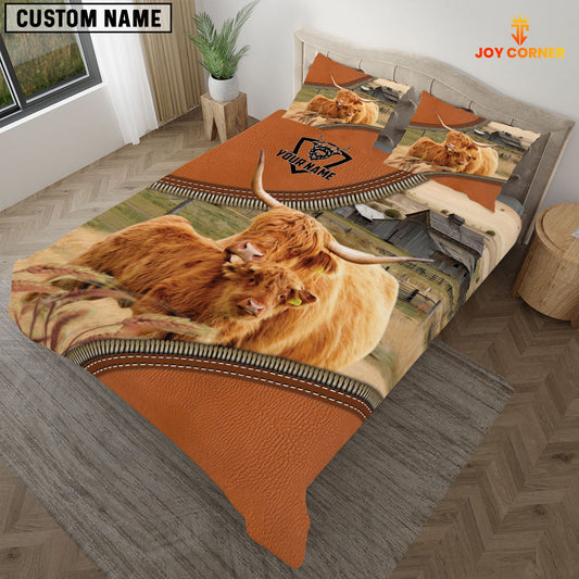 Joy Corners Highland Cattle On The Farm Customized Name 3D Bedding Set