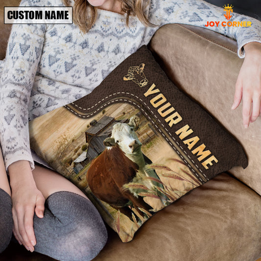 Joycorners Hereford Custom Name Leather Pattern Pillow Case