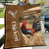 Joycorners Personalized Name Chicken Farm Leather Brown Blanket