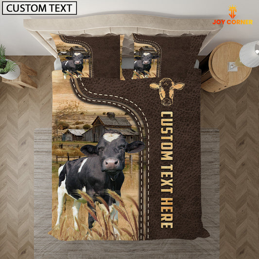 Joycorners Holstein Custom Text Leather Pattern Bedding Set