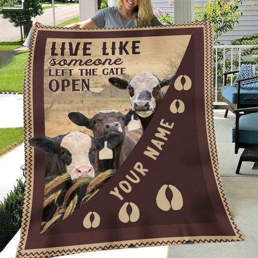 Joycorners Personalized Black Baldy Live Like Someone Left The Gate Open Blanket