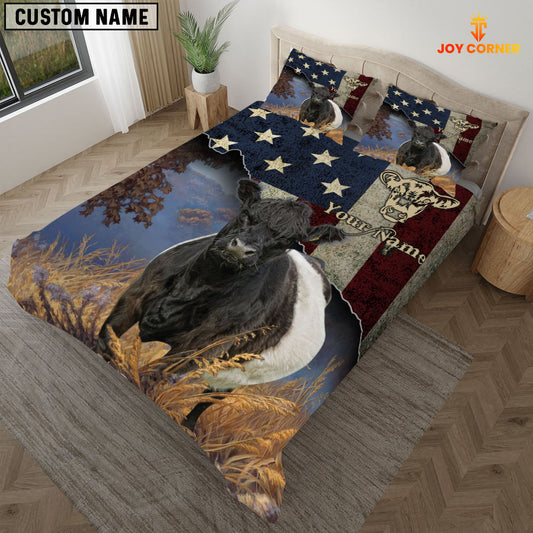 JoyCorners Belted Galloway America Customized Name 3D Bedding Set
