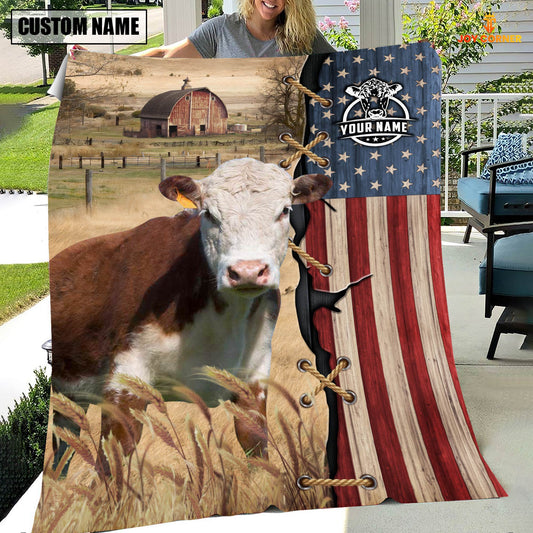 Joycorners Personalized Name Hereford Flag Vintage Blanket