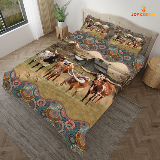 JoyCorners Texas Longhorn Vintage 3D Bedding Set