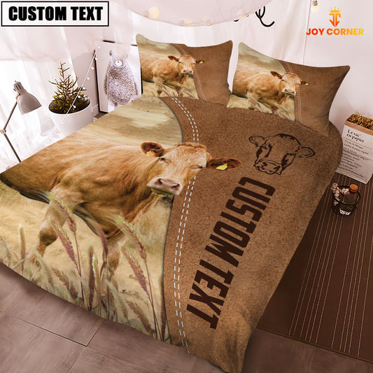 Joycorners Custom Name Limousin Cattle Brown Bedding Set