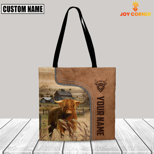 Joycorners Highland Cattle Custom Name 3D Tote Bag