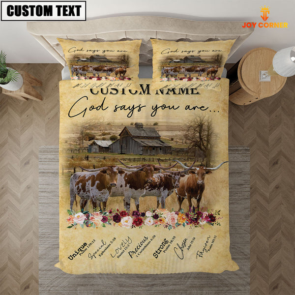 Joycorners Texas Longhorn God Says You Are Custom Name Bedding Set
