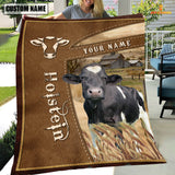 Joycorners Personalized Name Holstein Farm Leather Brown Blanket