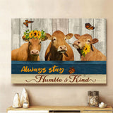 Joycorners Limousin Cattle Humble and Kind Canvas