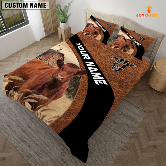 Joycorners Red Angus On The Farm Customized Name Red Barn Bedding Set