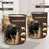 Joycorners Black Angus Custom Name Leather Pattern Laundry Basket