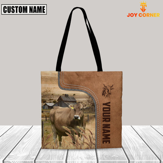 Joycorners Brown Swiss Custom Name 3D Tote Bag
