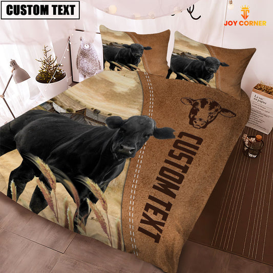 Joycorners Custom Name Black Angus Cattle Brown Bedding Set