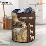Joycorners Goat Custom Name Leather Pattern Laundry Basket