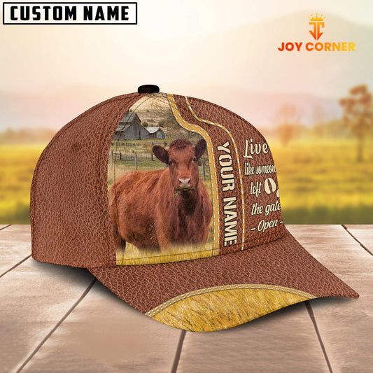 Joycorners Red Angus Live Like Someone Customized Name Brown Leather Cap