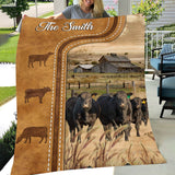 Joycorners Personalized Black Angus Cattle In Field Farmhouse Blanket