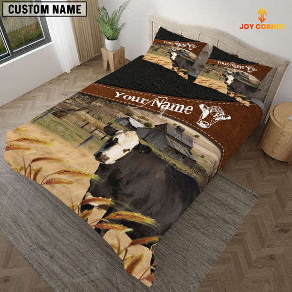 JoyCorners Black Hereford On The Field Customized Name 3D Bedding Set