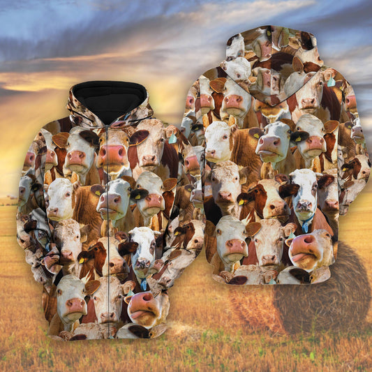 Joycorners Herd Of Hereford Cattle All Over Printed 3D Shirts