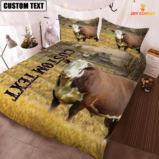 Joycorners Personalized Name Hereford Cattle On The Farm 3D Bedding Set