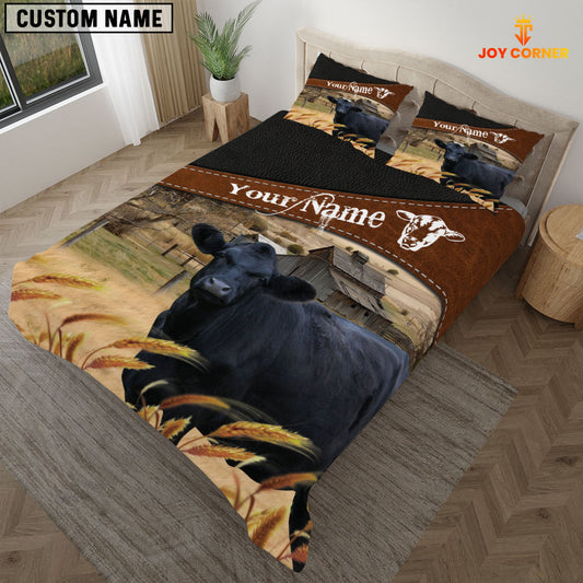 JoyCorners Black Angus On The Field Customized Name 3D Bedding Set