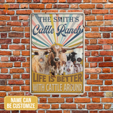 Joycorners Personalized TX Longhorn Life is better with cattle around All Printed 3D Metal Sign