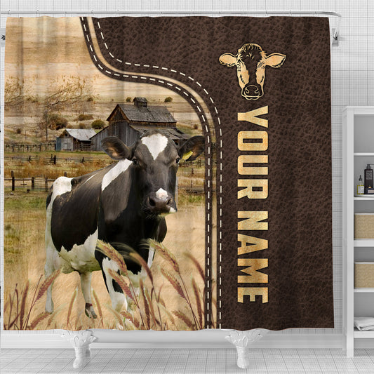 Joycorners Holstein Leather Pattern Custom Name Shower Curtain