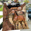 Joycorners Horse Custom Name Brocade Pattern Blanket