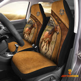 Joycorners Horse Pattern Customized Name 3D Car Seat Cover Set (2PCS)
