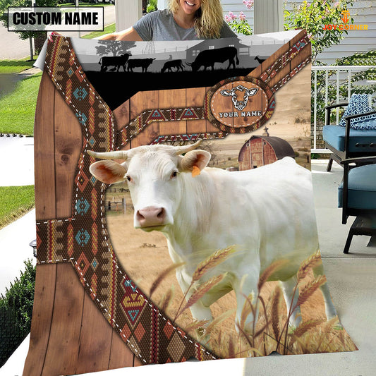 Joycorners Charolais Custom Name Brocade Pattern Blanket