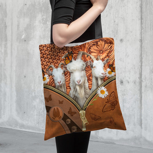 Joycorners Goat Daisy Flower and Butterfly All Over Printed 3D Tote Bag