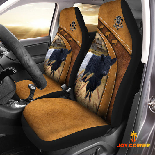 Joycorners Belted Galloway Pattern Customized Name 3D Car Seat Cover Set (2PCS)