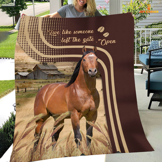 Joycorners Horse Live Like Someone Left The Gate Open Blanket